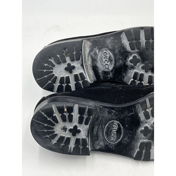 Gucci Women 1955 Horsebit Accent Black Suede Lugged Sole Loafers Size: 5D - Picture 6 of 16